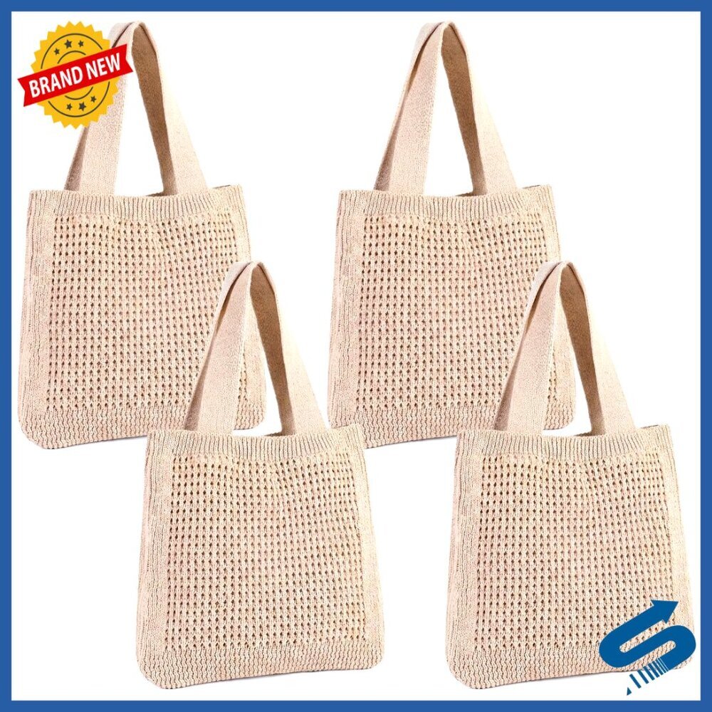 Rattan Woven Tote Bag Summer Beach Boho Chic Travel Handbag Big Capacity